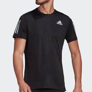 BLACK Adidas workout t shirt with grey stripes